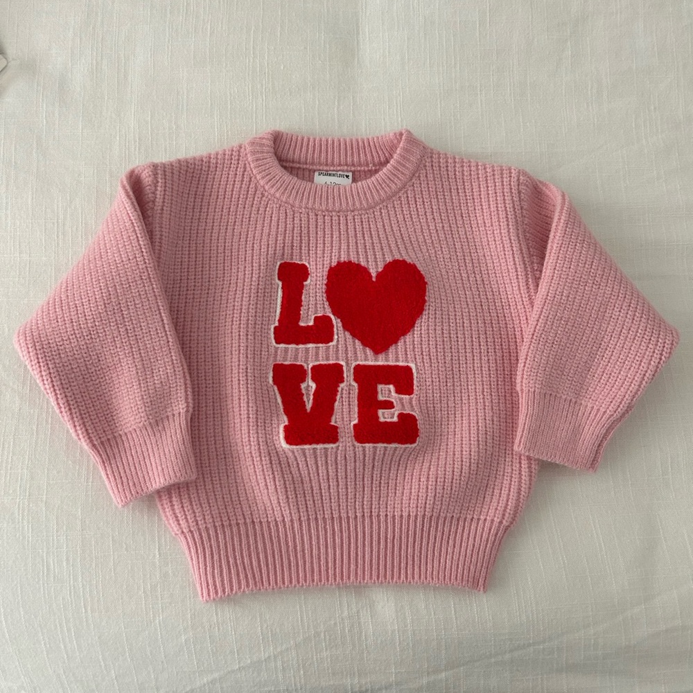 New! Pink / Red ‘Love’ Crewneck Knit
